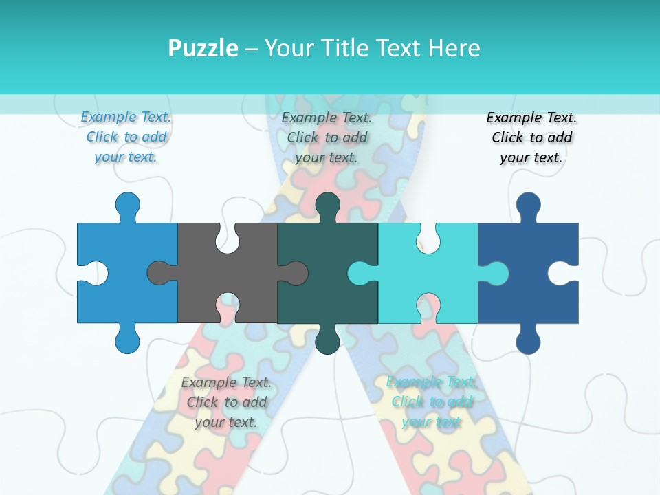 A Puzzle Piece With A Colorful Ribbon On It PowerPoint Template
