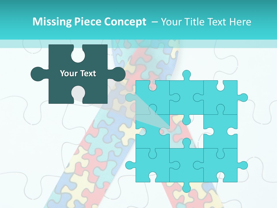 A Puzzle Piece With A Colorful Ribbon On It PowerPoint Template