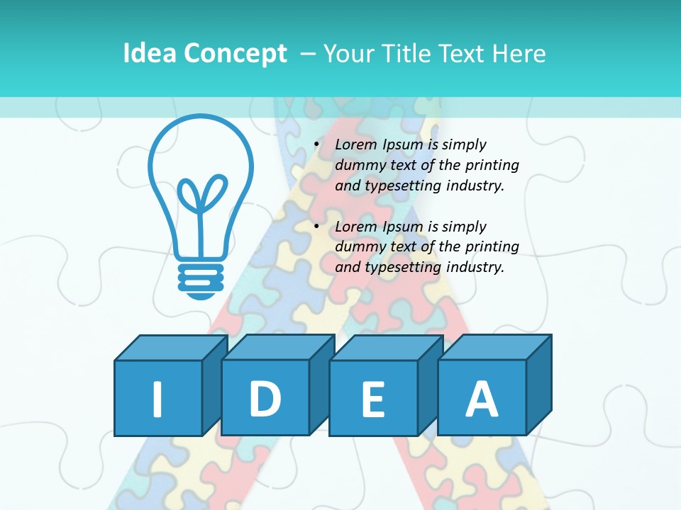 A Puzzle Piece With A Colorful Ribbon On It PowerPoint Template