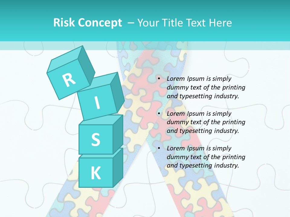 A Puzzle Piece With A Colorful Ribbon On It PowerPoint Template