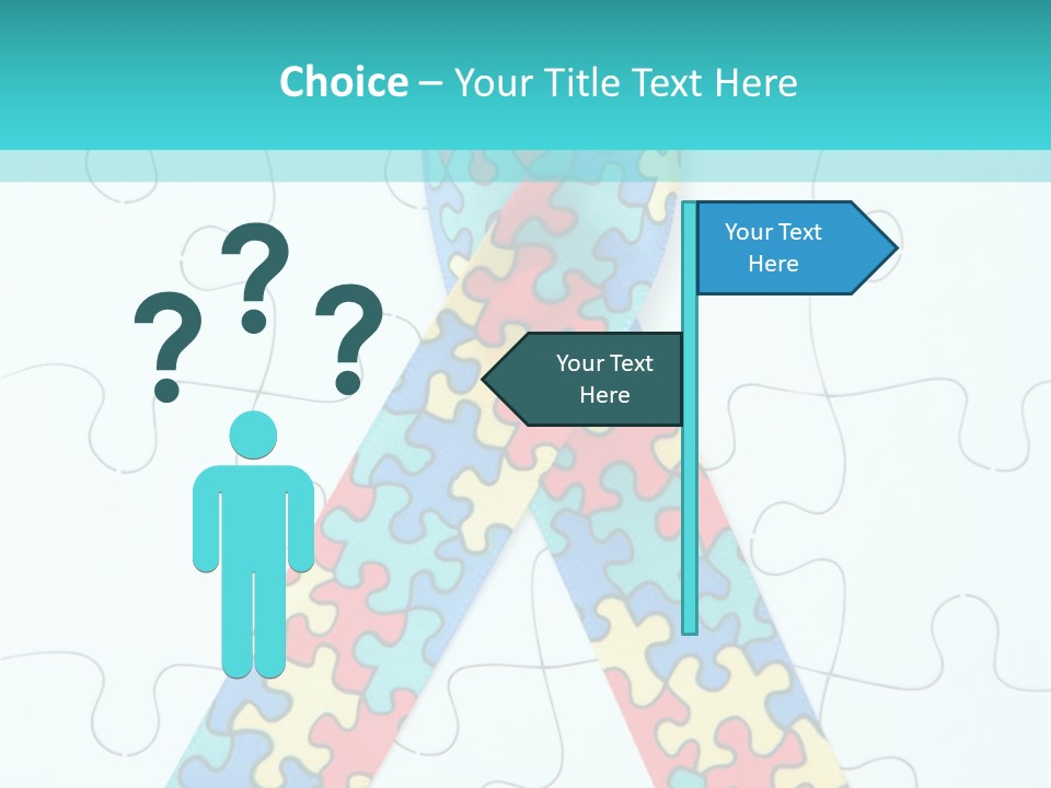 A Puzzle Piece With A Colorful Ribbon On It PowerPoint Template