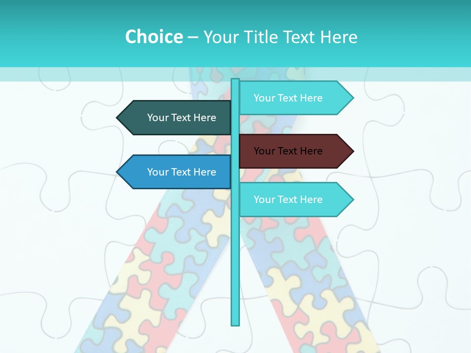 A Puzzle Piece With A Colorful Ribbon On It PowerPoint Template