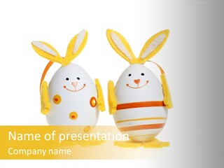 A Couple Of Eggs With Bunny Ears On Them PowerPoint Template