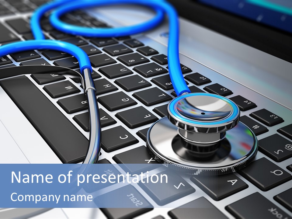A Stethoscope Laying On Top Of A Laptop Keyboard PowerPoint Template