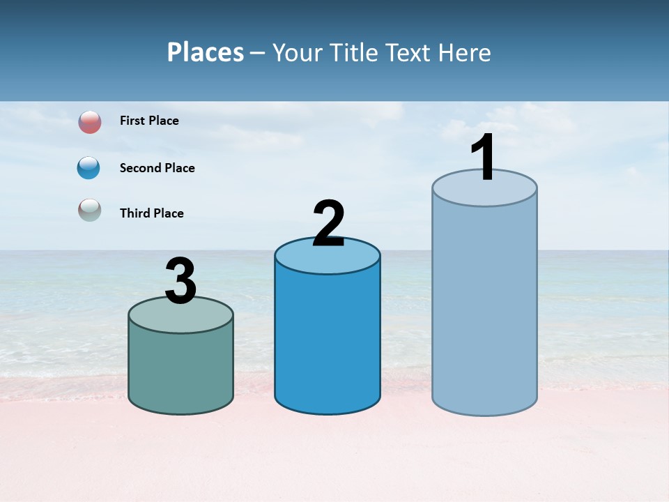 A Sandy Beach With A Blue Sky And Ocean In The Background PowerPoint Template
