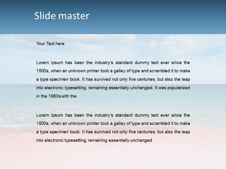 A Sandy Beach With A Blue Sky And Ocean In The Background PowerPoint Template