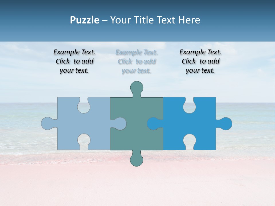A Sandy Beach With A Blue Sky And Ocean In The Background PowerPoint Template