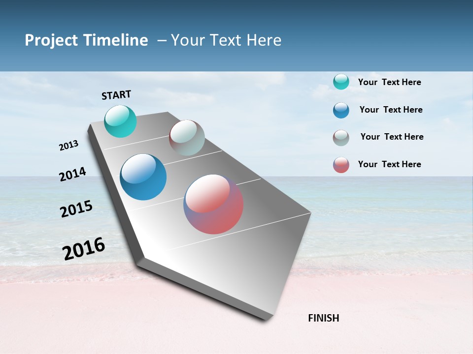 A Sandy Beach With A Blue Sky And Ocean In The Background PowerPoint Template
