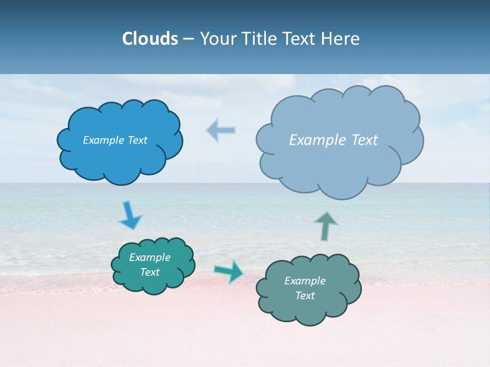 A Sandy Beach With A Blue Sky And Ocean In The Background PowerPoint Template