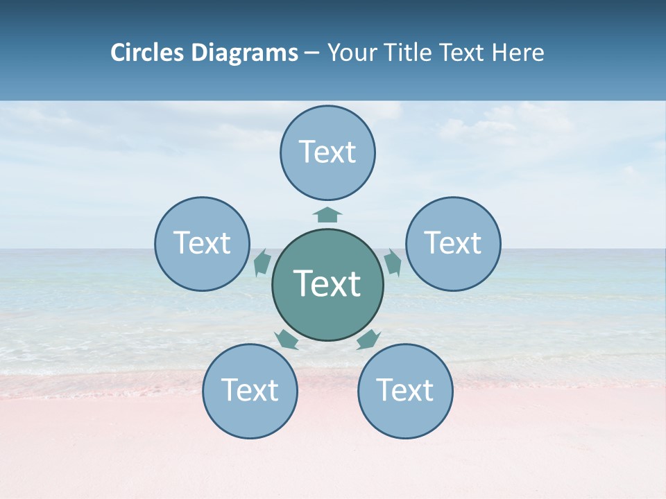 A Sandy Beach With A Blue Sky And Ocean In The Background PowerPoint Template