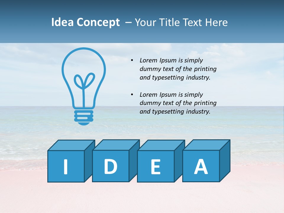 A Sandy Beach With A Blue Sky And Ocean In The Background PowerPoint Template