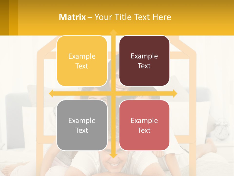 A Family Sitting On A Bed With A Yellow Frame PowerPoint Template