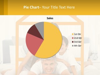 A Family Sitting On A Bed With A Yellow Frame PowerPoint Template