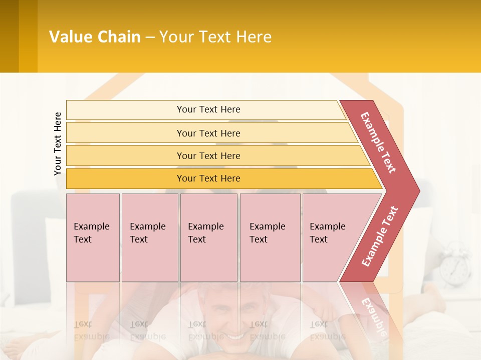 A Family Sitting On A Bed With A Yellow Frame PowerPoint Template