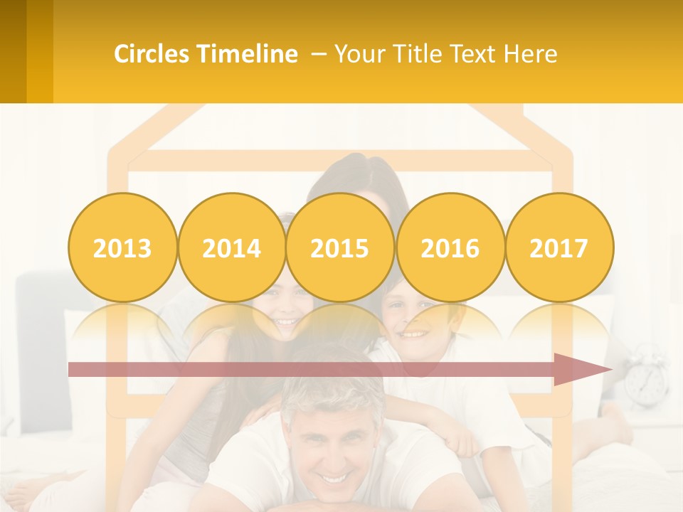 A Family Sitting On A Bed With A Yellow Frame PowerPoint Template
