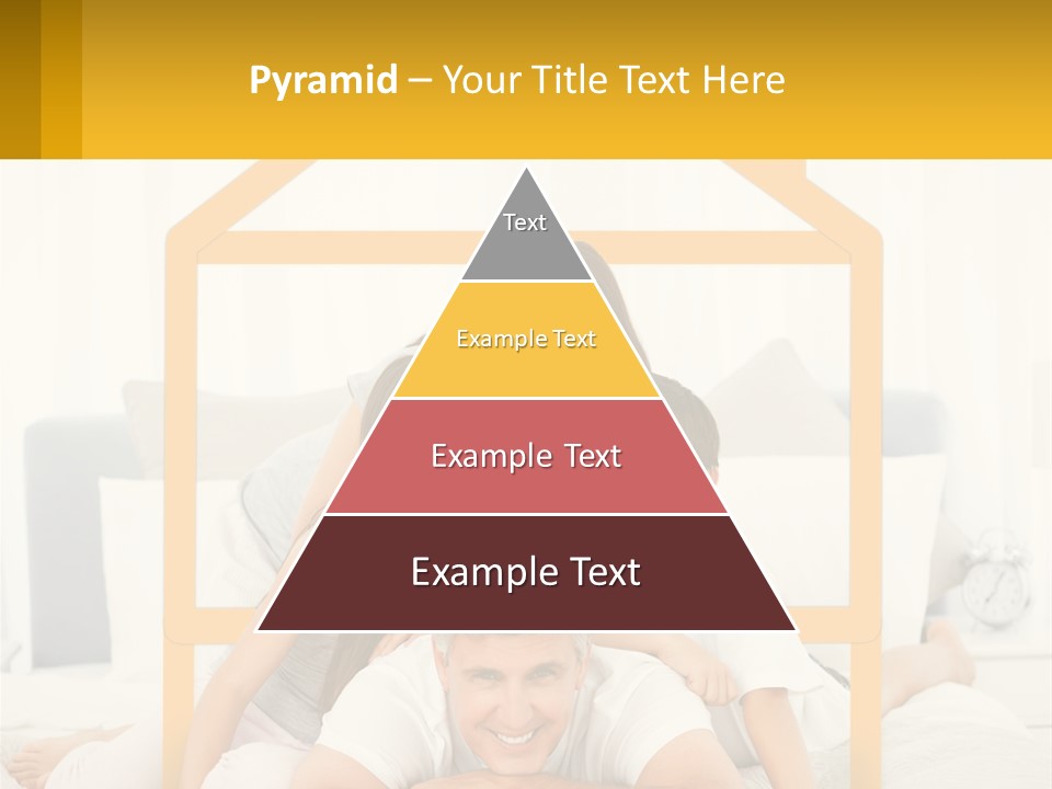 A Family Sitting On A Bed With A Yellow Frame PowerPoint Template