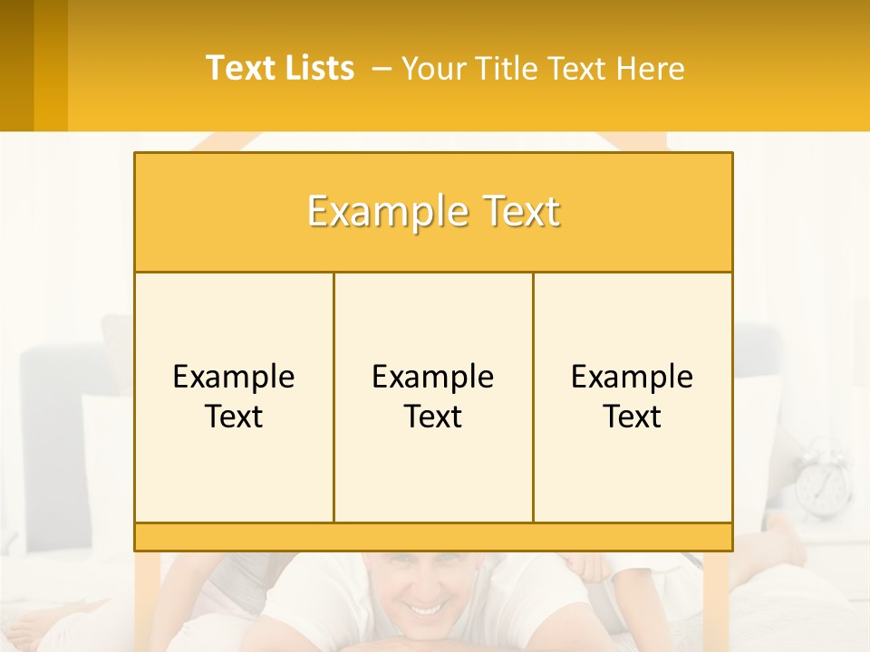 A Family Sitting On A Bed With A Yellow Frame PowerPoint Template