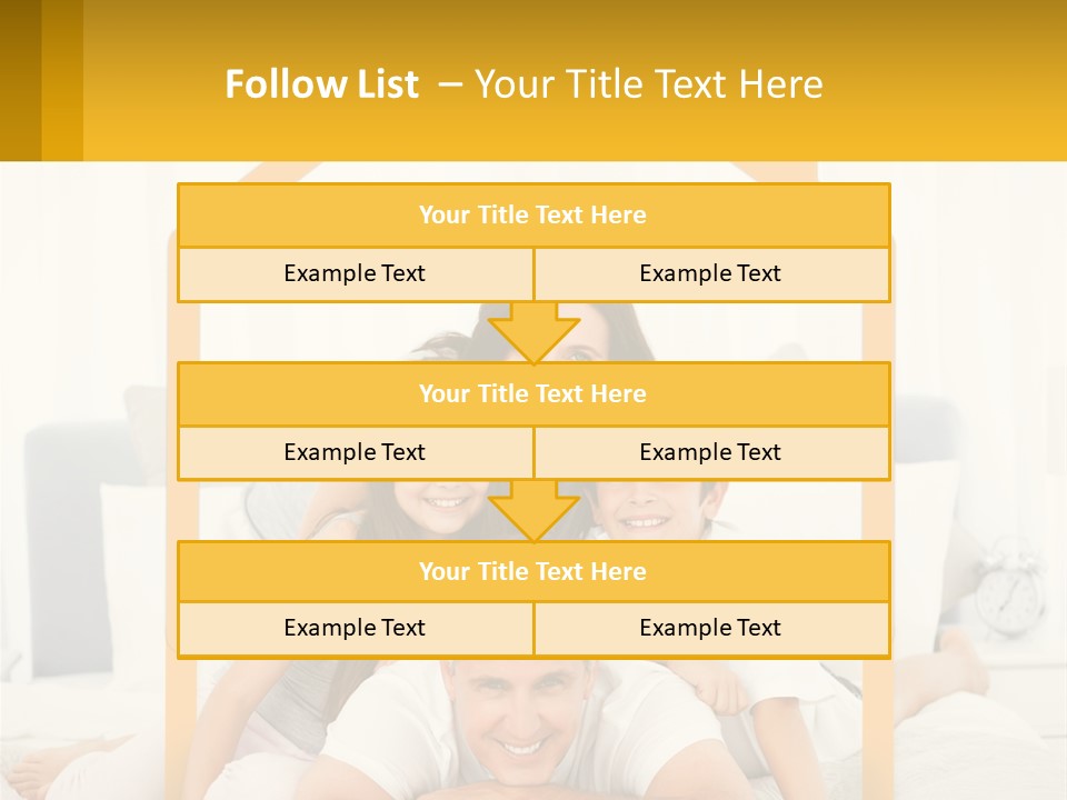 A Family Sitting On A Bed With A Yellow Frame PowerPoint Template
