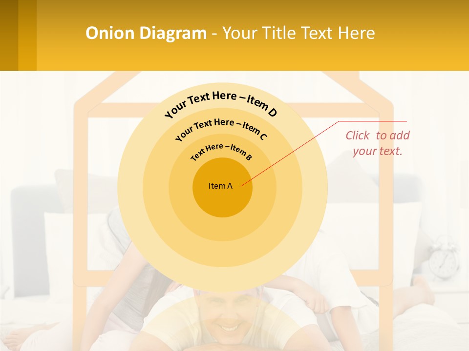 A Family Sitting On A Bed With A Yellow Frame PowerPoint Template