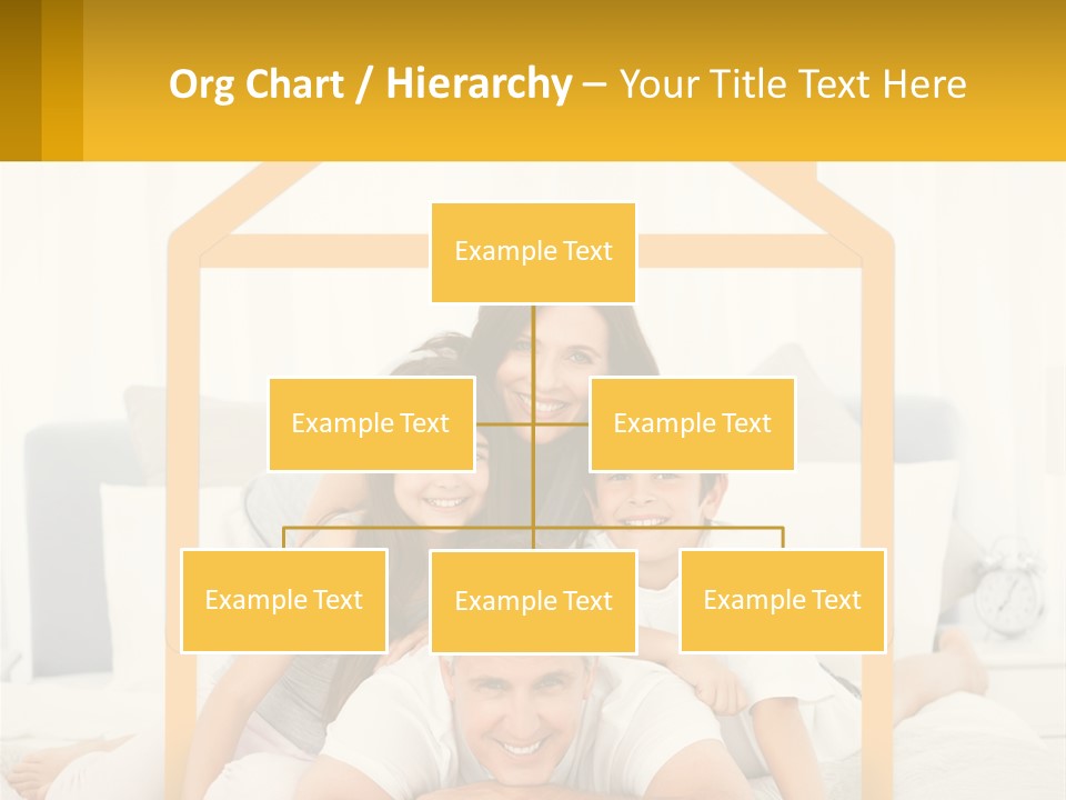 A Family Sitting On A Bed With A Yellow Frame PowerPoint Template