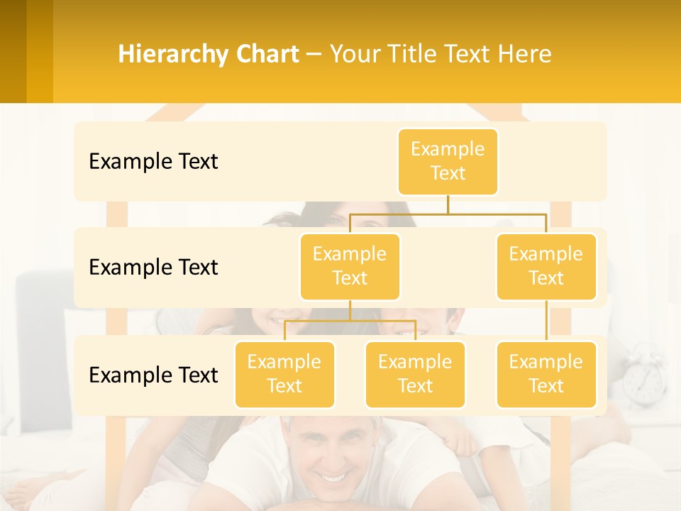 A Family Sitting On A Bed With A Yellow Frame PowerPoint Template