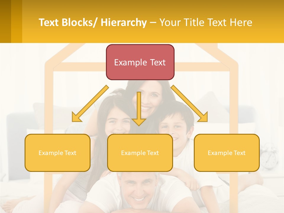 A Family Sitting On A Bed With A Yellow Frame PowerPoint Template