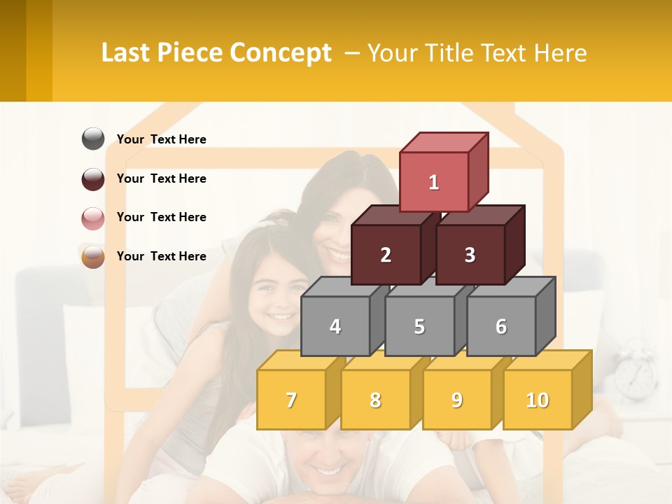 A Family Sitting On A Bed With A Yellow Frame PowerPoint Template