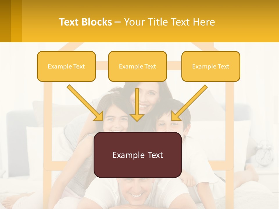 A Family Sitting On A Bed With A Yellow Frame PowerPoint Template
