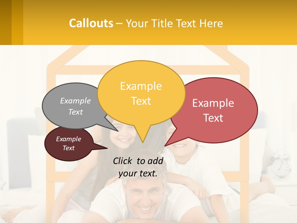 A Family Sitting On A Bed With A Yellow Frame PowerPoint Template