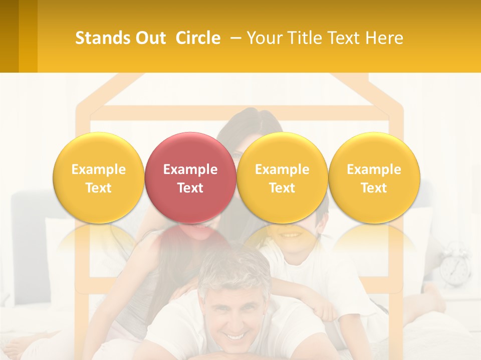 A Family Sitting On A Bed With A Yellow Frame PowerPoint Template