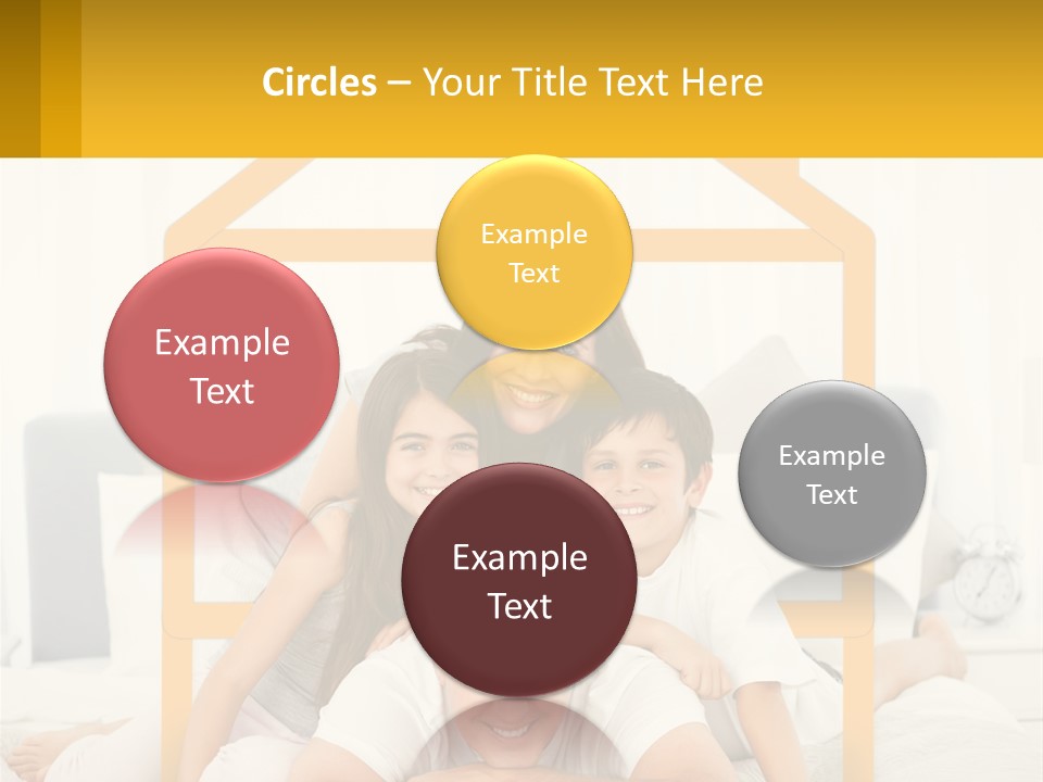 A Family Sitting On A Bed With A Yellow Frame PowerPoint Template