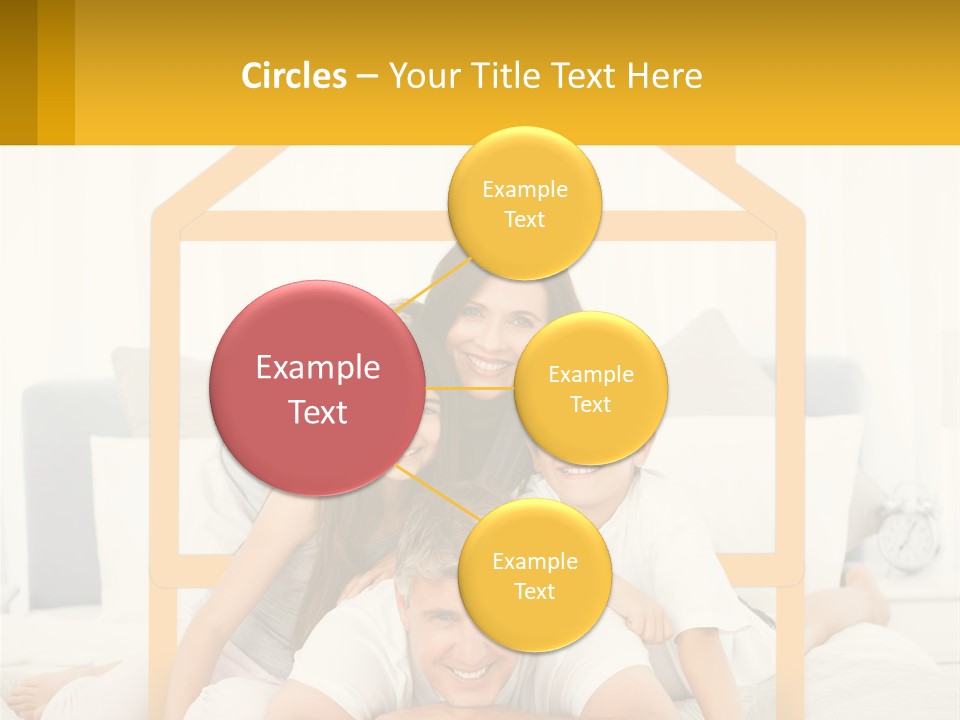 A Family Sitting On A Bed With A Yellow Frame PowerPoint Template