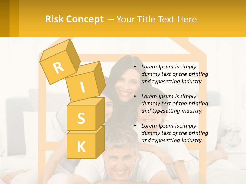 A Family Sitting On A Bed With A Yellow Frame PowerPoint Template