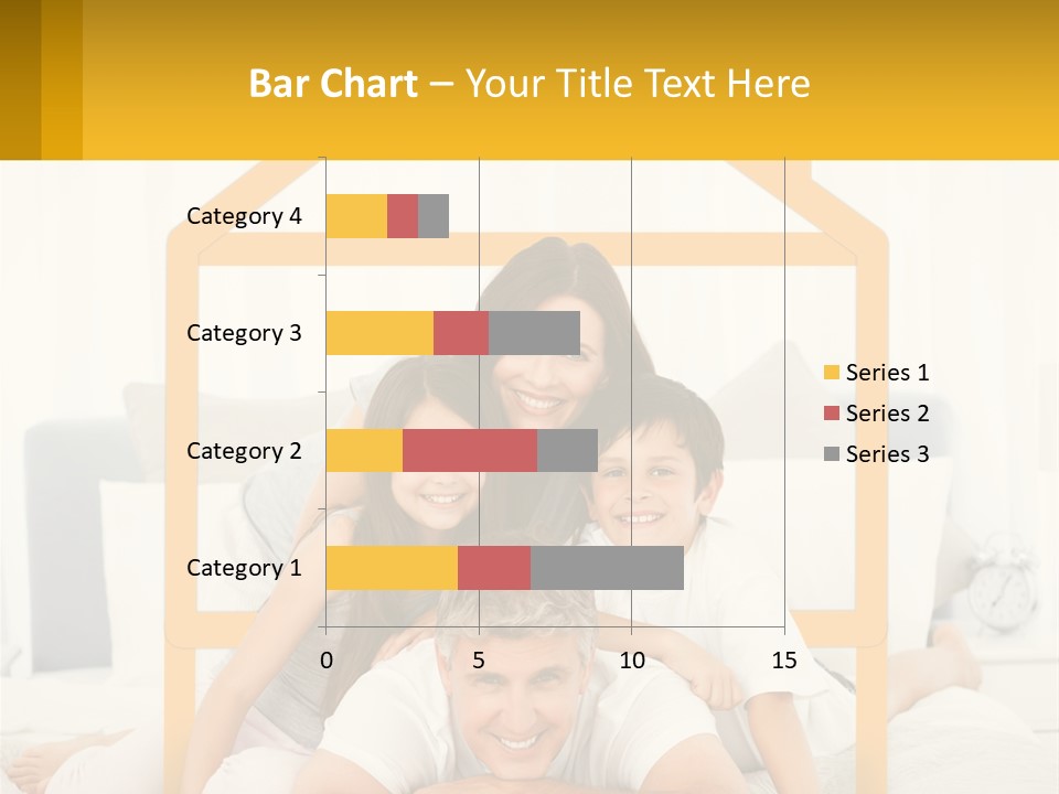 A Family Sitting On A Bed With A Yellow Frame PowerPoint Template