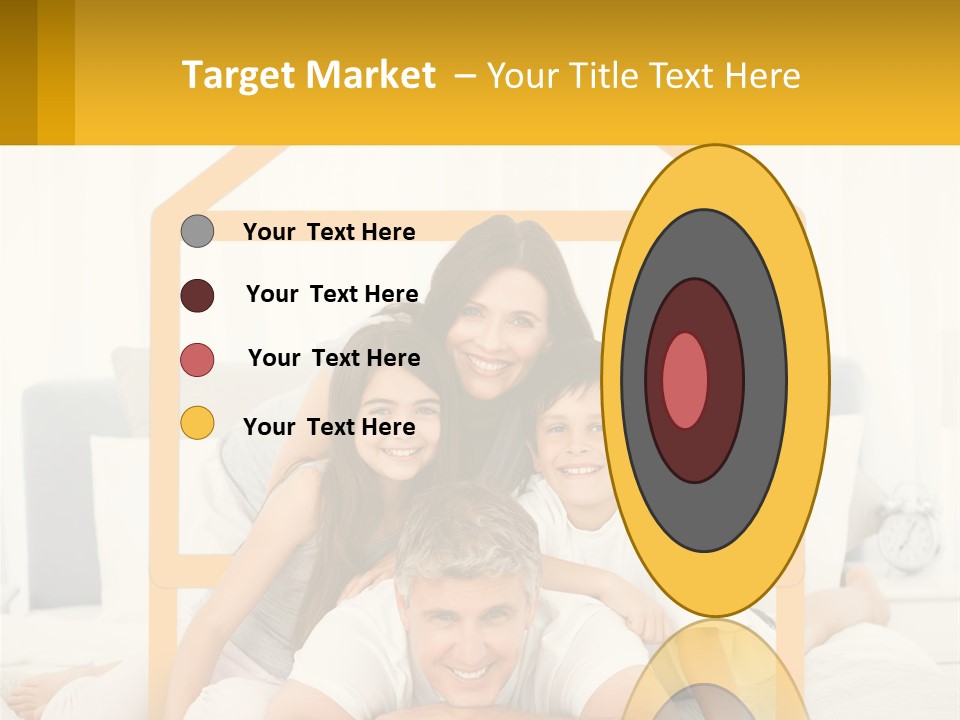A Family Sitting On A Bed With A Yellow Frame PowerPoint Template