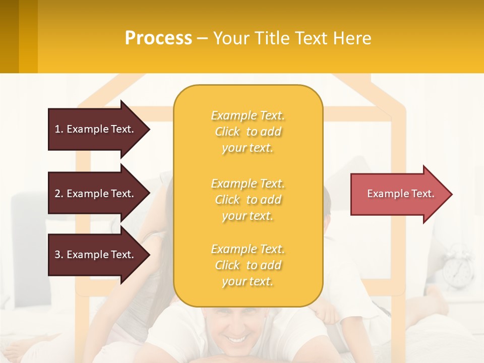 A Family Sitting On A Bed With A Yellow Frame PowerPoint Template