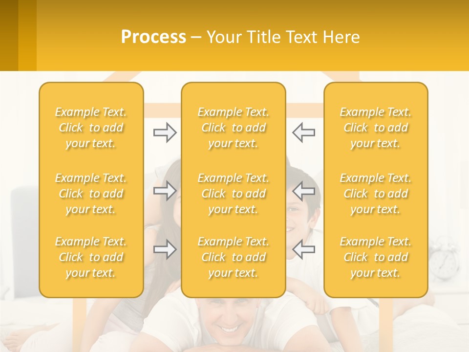 A Family Sitting On A Bed With A Yellow Frame PowerPoint Template