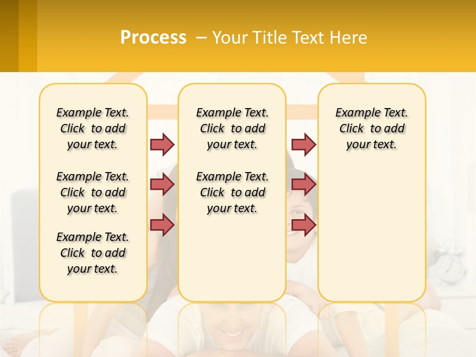 A Family Sitting On A Bed With A Yellow Frame PowerPoint Template