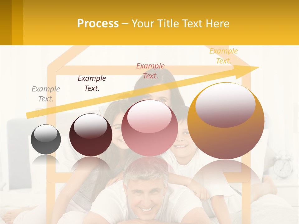 A Family Sitting On A Bed With A Yellow Frame PowerPoint Template