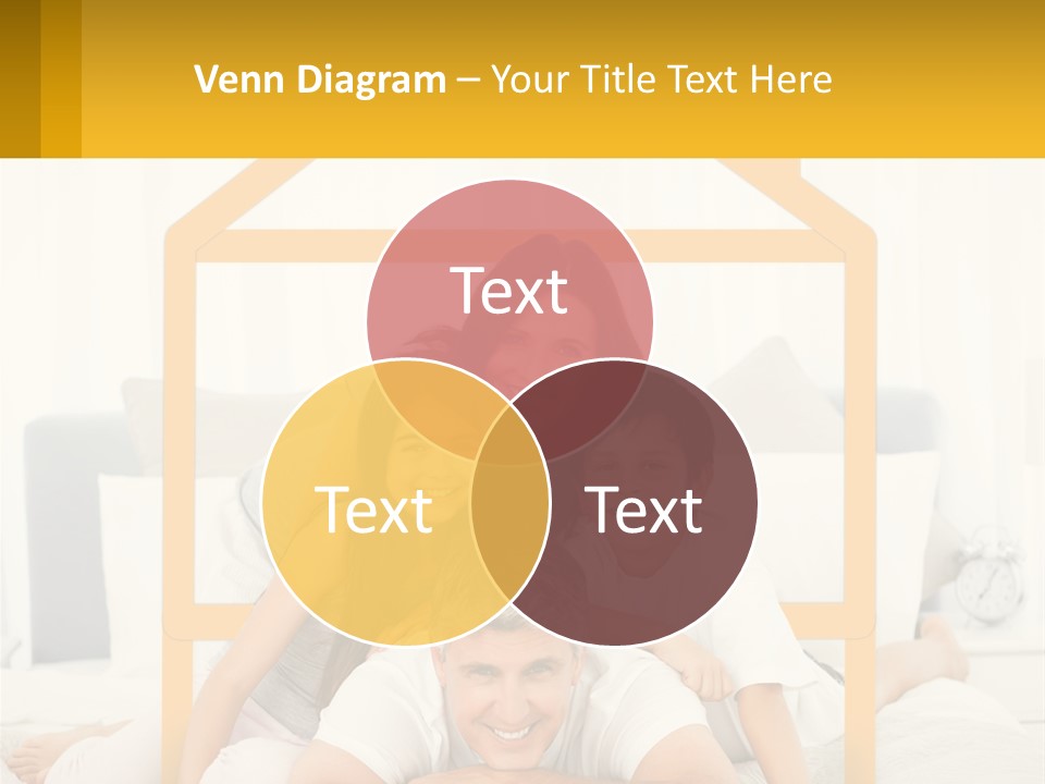 A Family Sitting On A Bed With A Yellow Frame PowerPoint Template