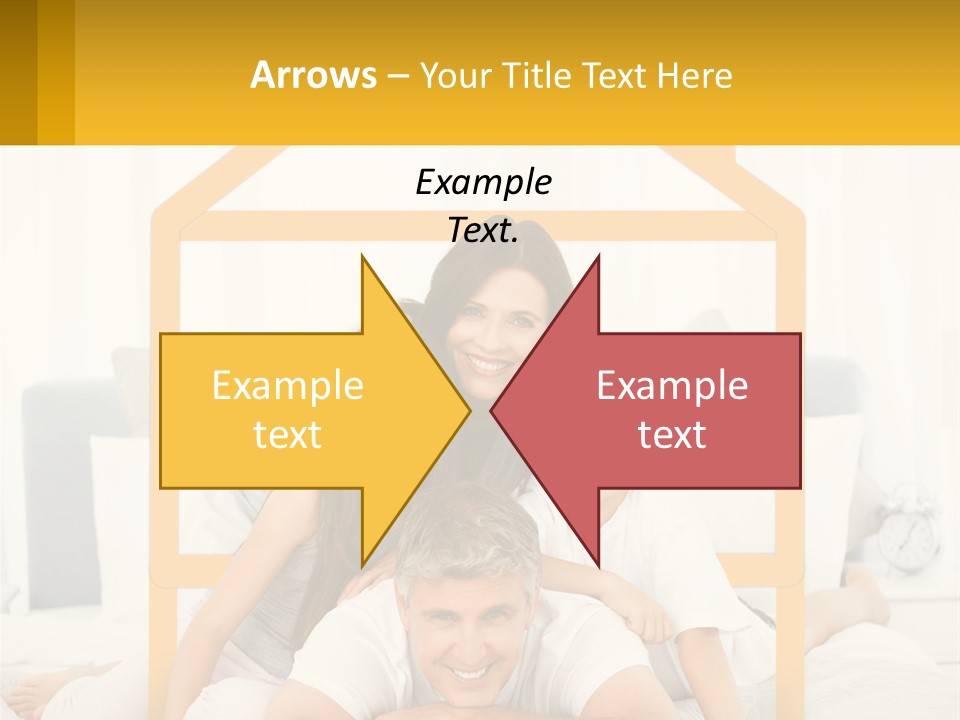 A Family Sitting On A Bed With A Yellow Frame PowerPoint Template