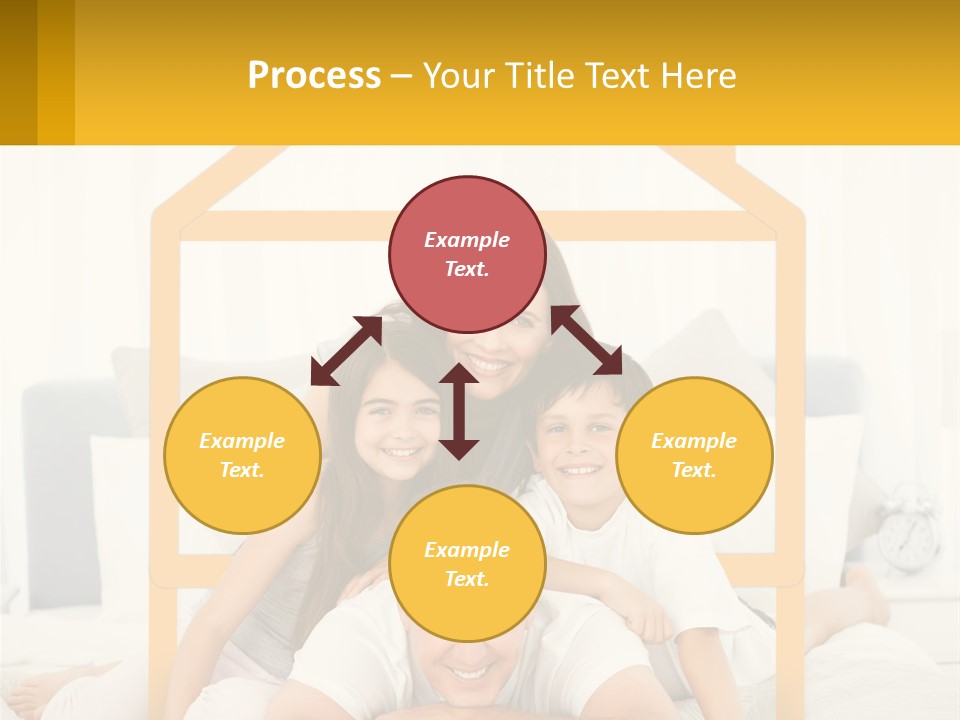 A Family Sitting On A Bed With A Yellow Frame PowerPoint Template
