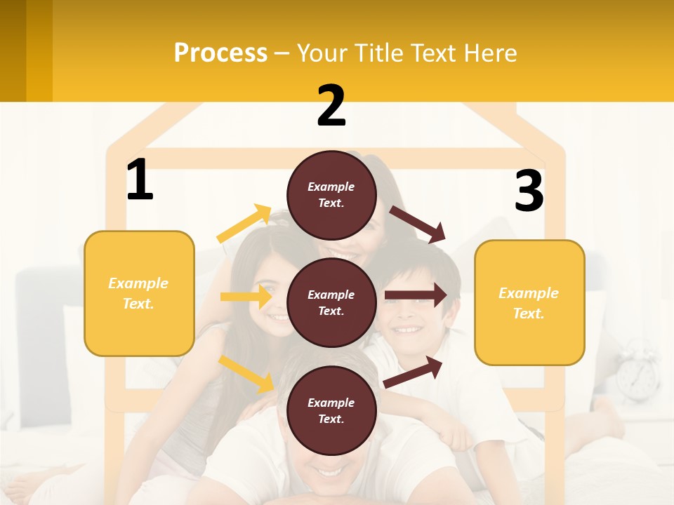 A Family Sitting On A Bed With A Yellow Frame PowerPoint Template