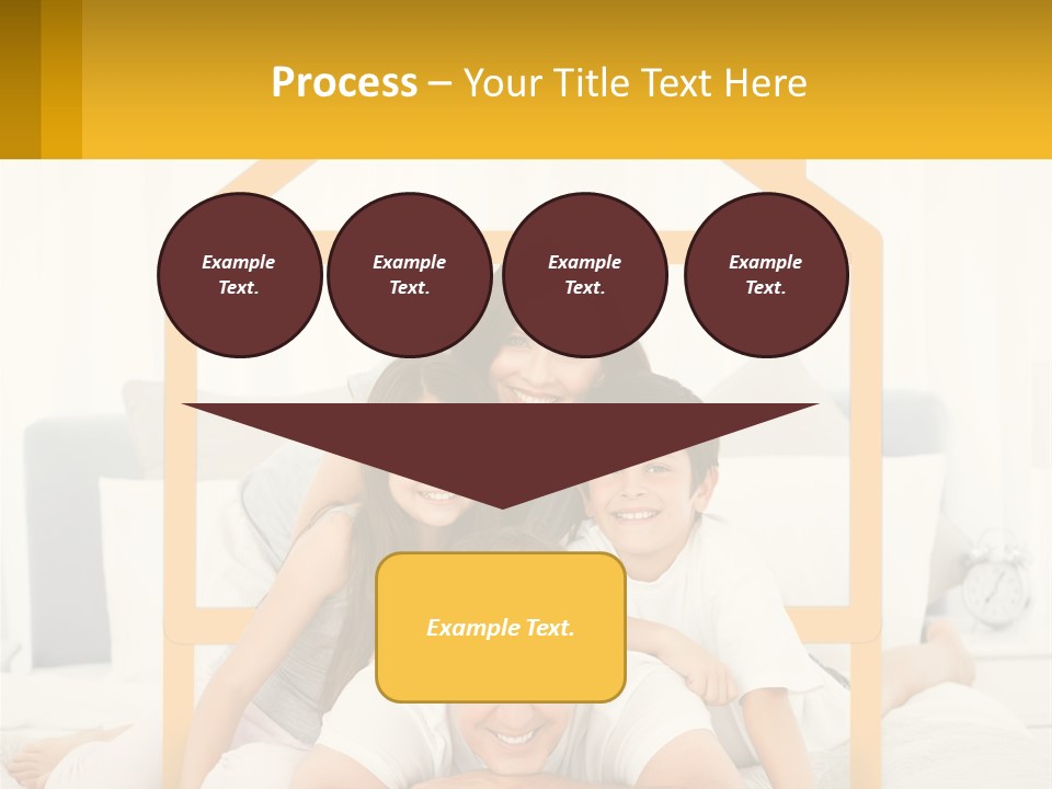 A Family Sitting On A Bed With A Yellow Frame PowerPoint Template