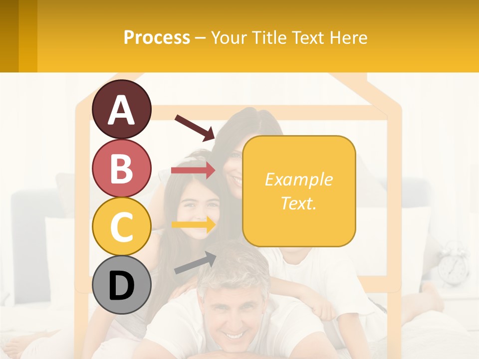 A Family Sitting On A Bed With A Yellow Frame PowerPoint Template