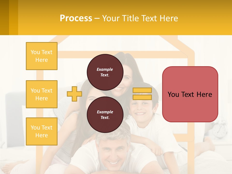 A Family Sitting On A Bed With A Yellow Frame PowerPoint Template