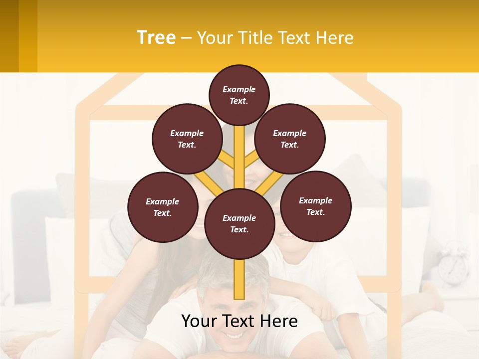 A Family Sitting On A Bed With A Yellow Frame PowerPoint Template