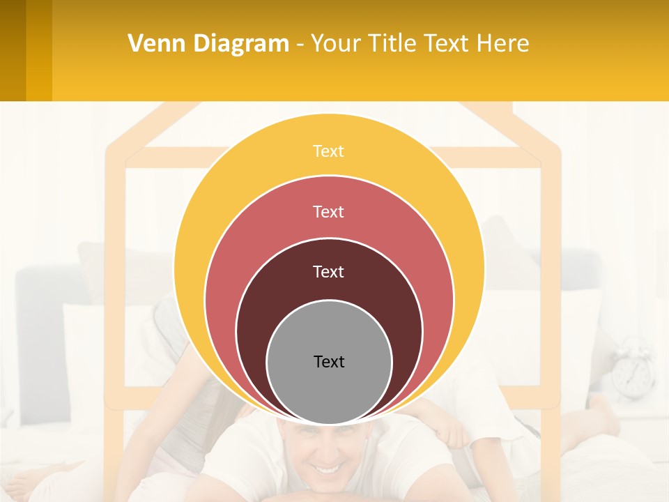 A Family Sitting On A Bed With A Yellow Frame PowerPoint Template