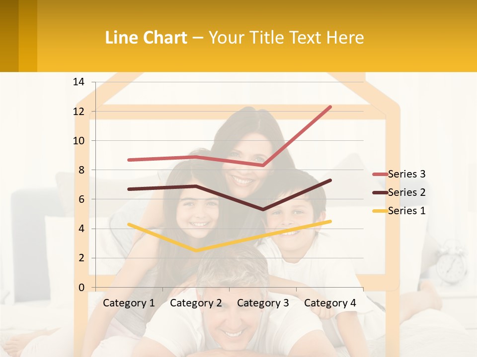 A Family Sitting On A Bed With A Yellow Frame PowerPoint Template