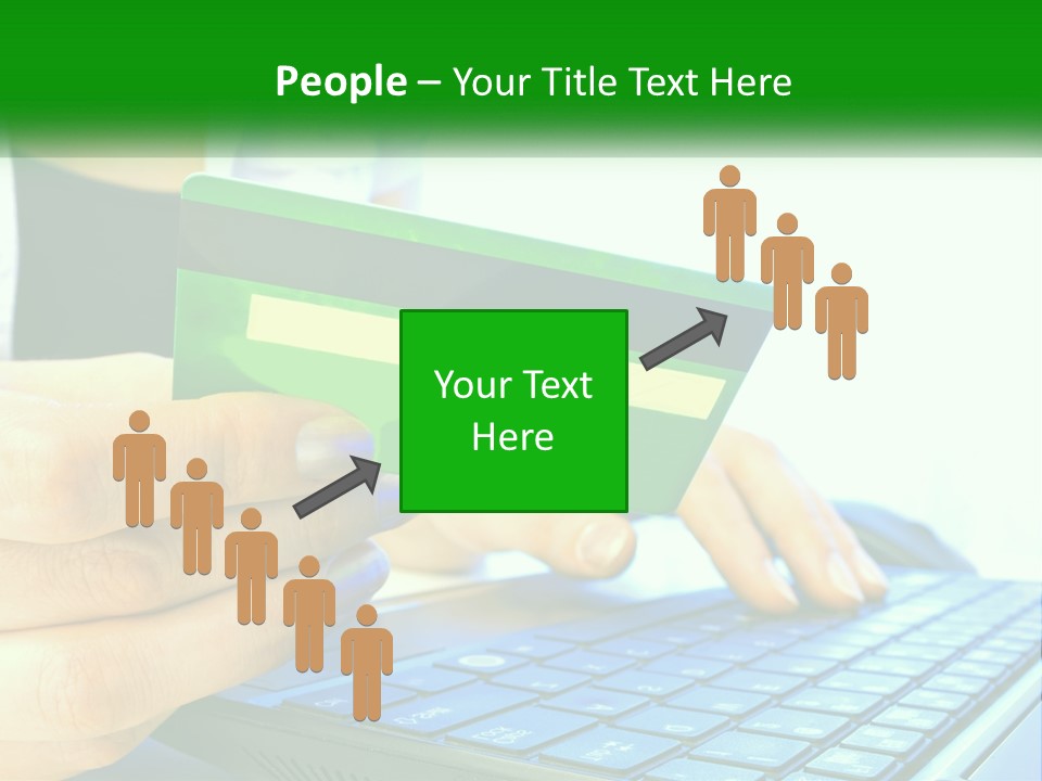 A Woman Holding A Credit Card In Front Of A Laptop PowerPoint Template